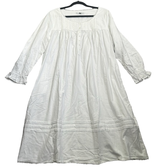 Eileen west Olivia long poet night gown cotton Rayon white dress size medium new - Picture 3 of 12